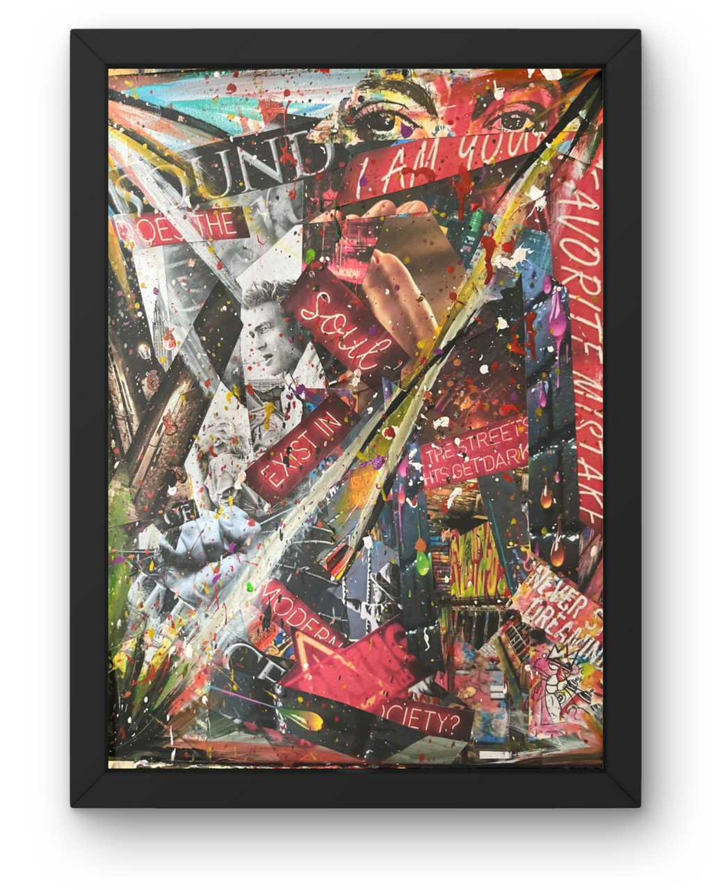 Sounds of Silence: Expressive Text Collage | Bold Red Phrases & Energetic Abstraction | 16x20"