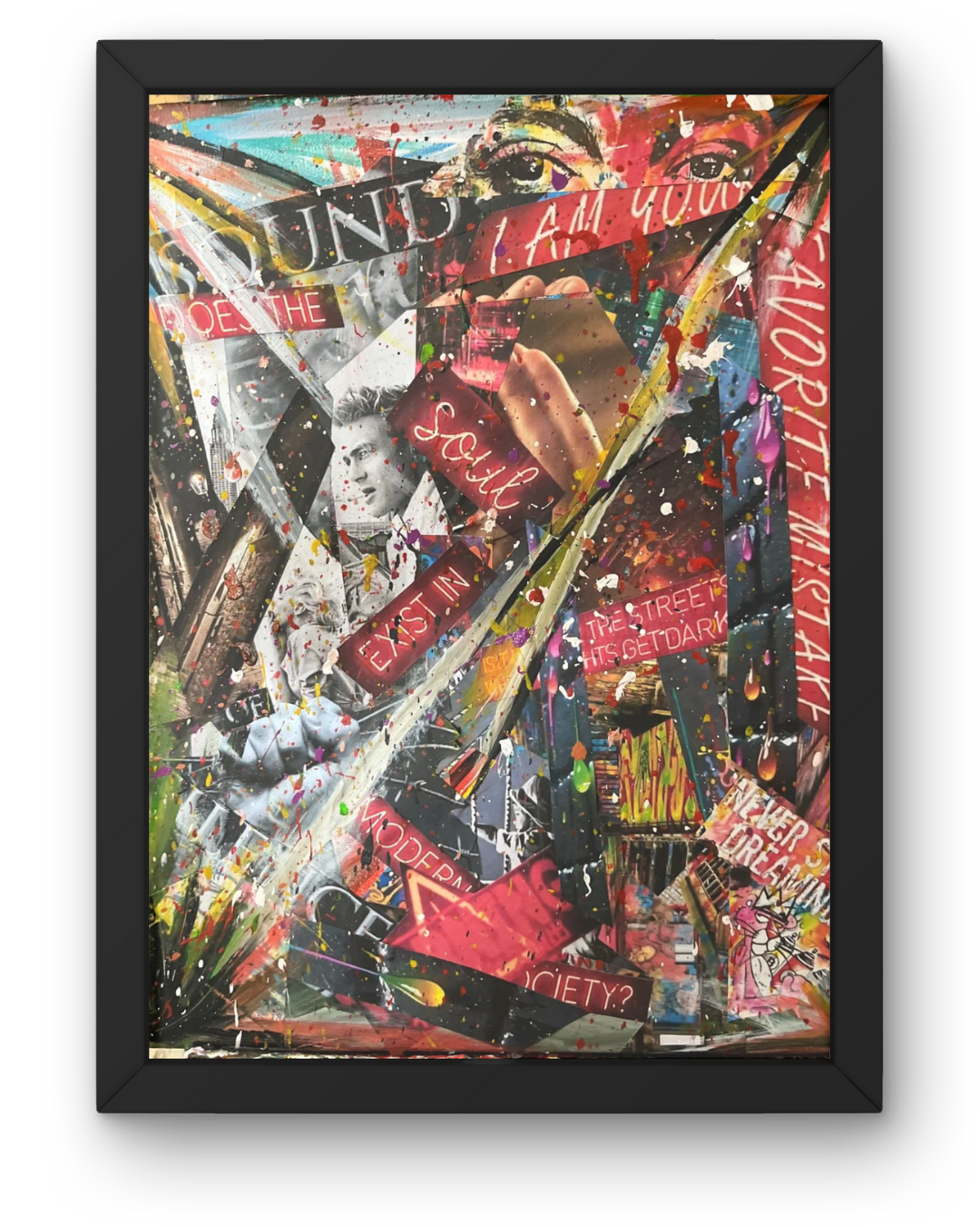 Sounds of Silence: Expressive Text Collage | Bold Red Phrases & Energetic Abstraction | 16x20"