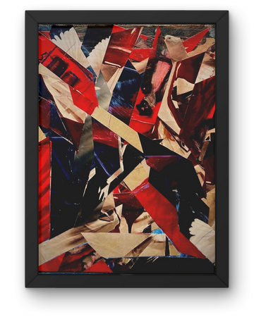 Street Life: Urban Dynamism Abstract Collage | Geometric Cityscape in Red & Brown 20”x16”