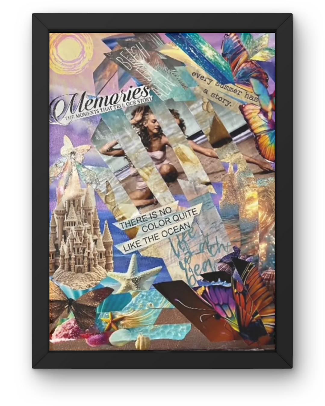 Summer Time Memories: Seaside Nostalgia Collage | Beach Photography & Text Fragments | 24x30"