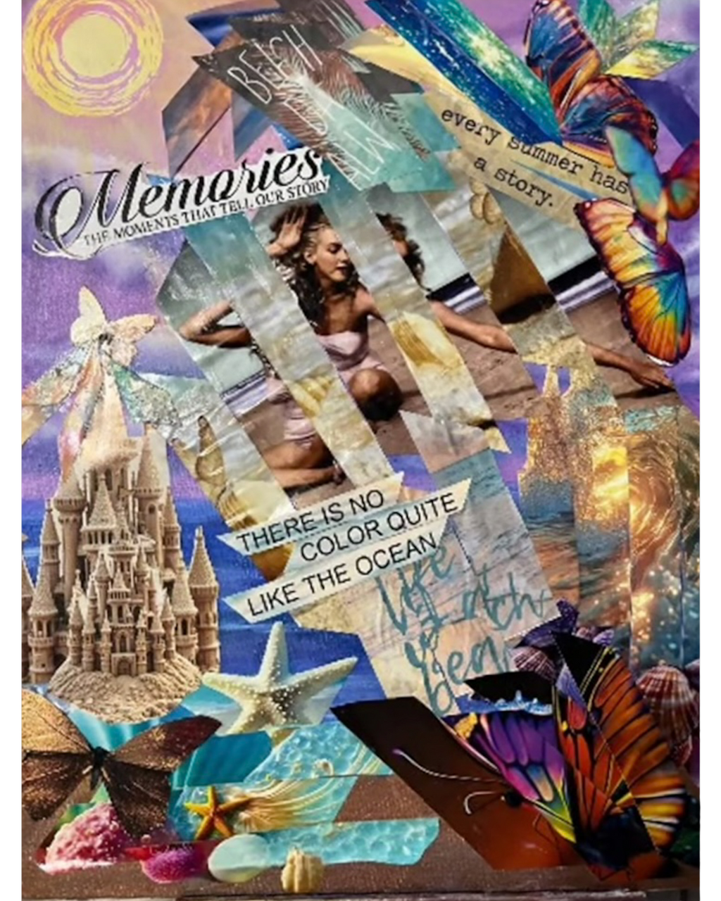 Summer Time Memories: Seaside Nostalgia Collage | Beach Photography & Text Fragments | 24x30"