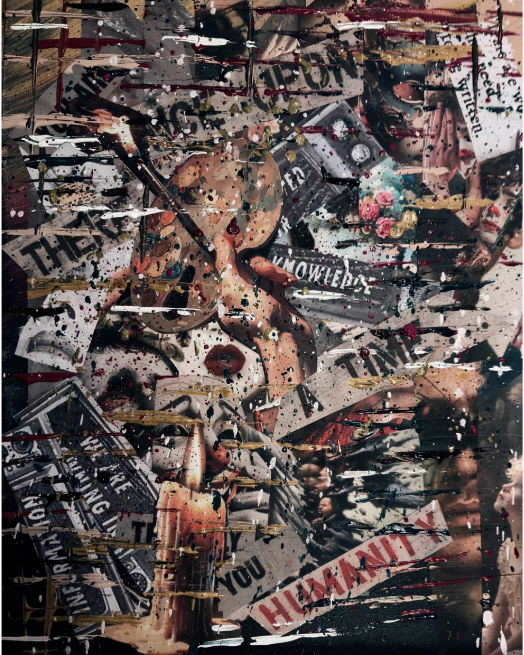 Veil of Invincible Truth: Textured Text Collage | Lit Candle & Revealed Truth Art | 16x20"