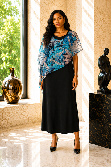 Blue Remembers What the Heart Cannot Joni Cape Dress